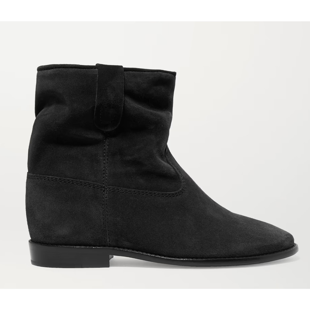 Isabel Marant Crisi Slouchy Black Suede Ankle Boots Booties sz 37 Hidden Wedge - Picture 5 of 15